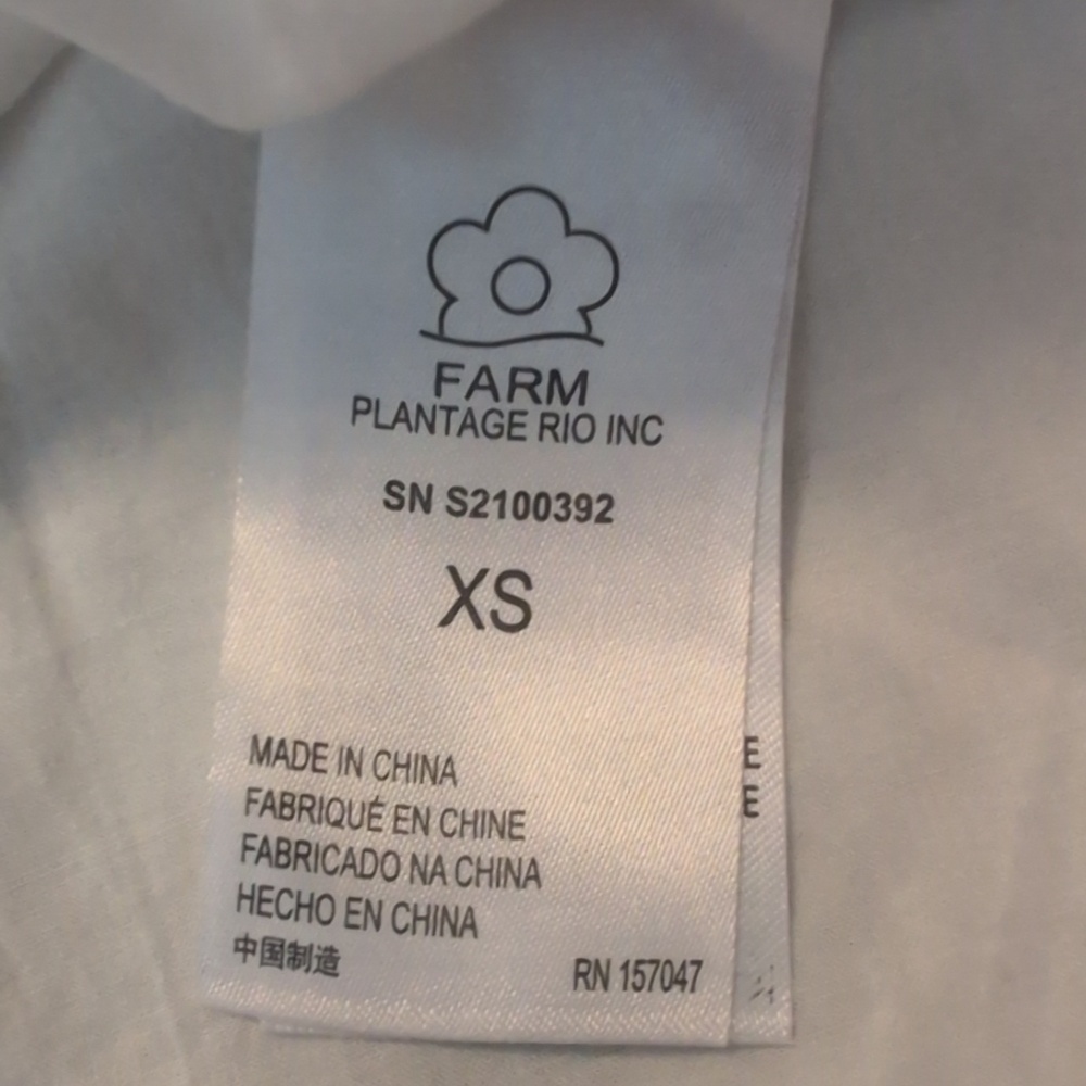 Farm Rio Linen Blend Blue And White Sundress - Picture 5 of 11